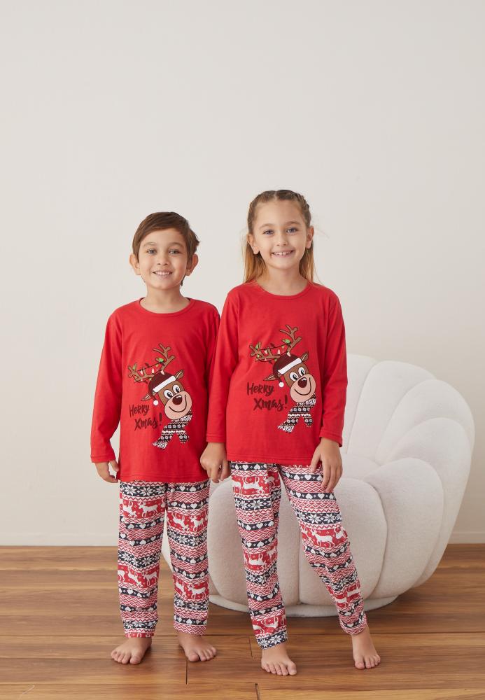 Pijamale de Crăciun pentru Copii,Culoare Rosu,Engros